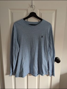 Polo by Ralph Lauren Men's Large Cotton Light Blue Long-Sleeve Crewneck Tee